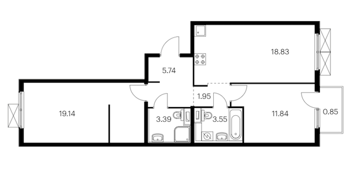 2-комнатная квартира 65.29 м², 9/15 эт., ЖК «Янинский лес»